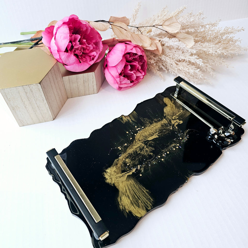 Black & Gold Resin Tray- 004
