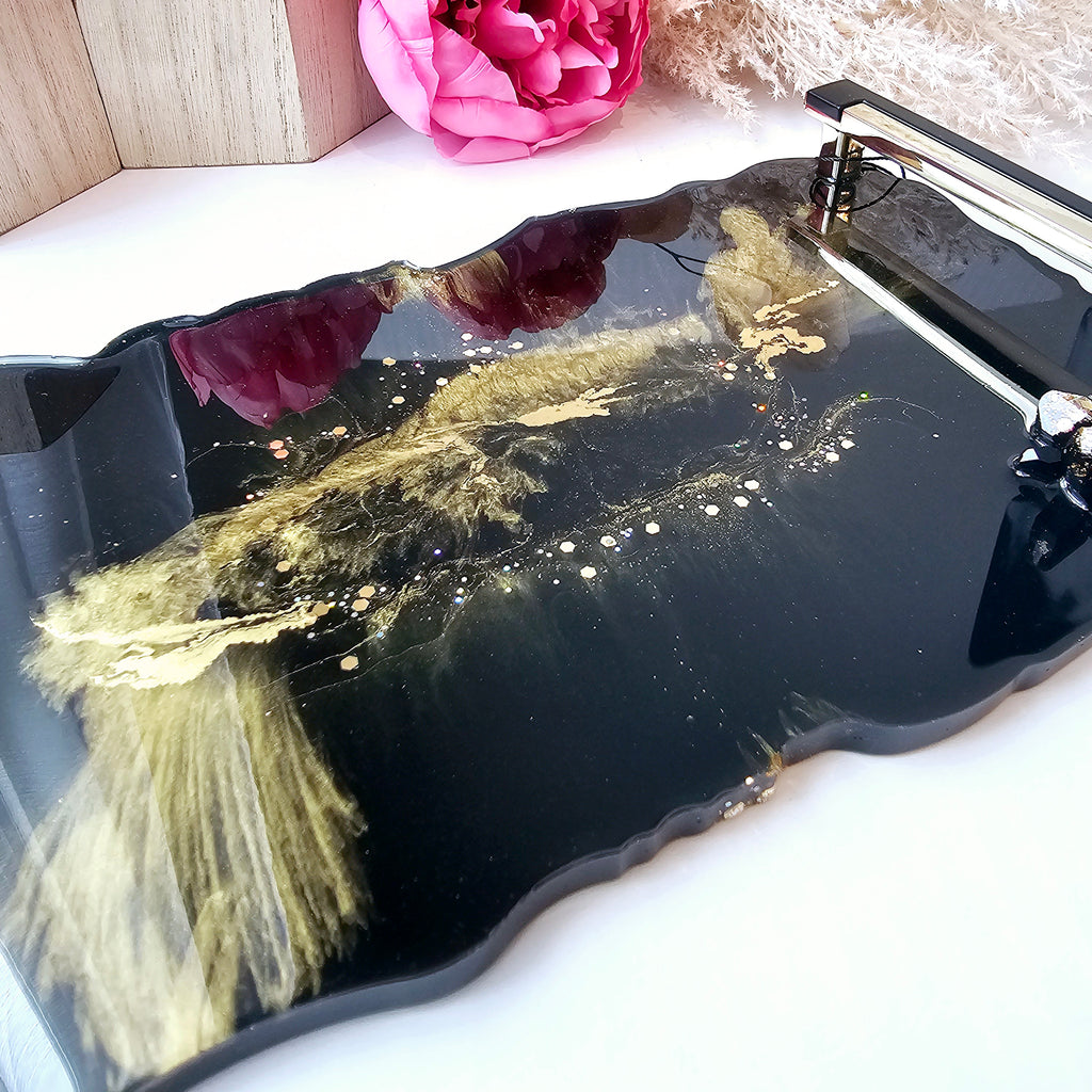Black & Gold Resin Tray- 004