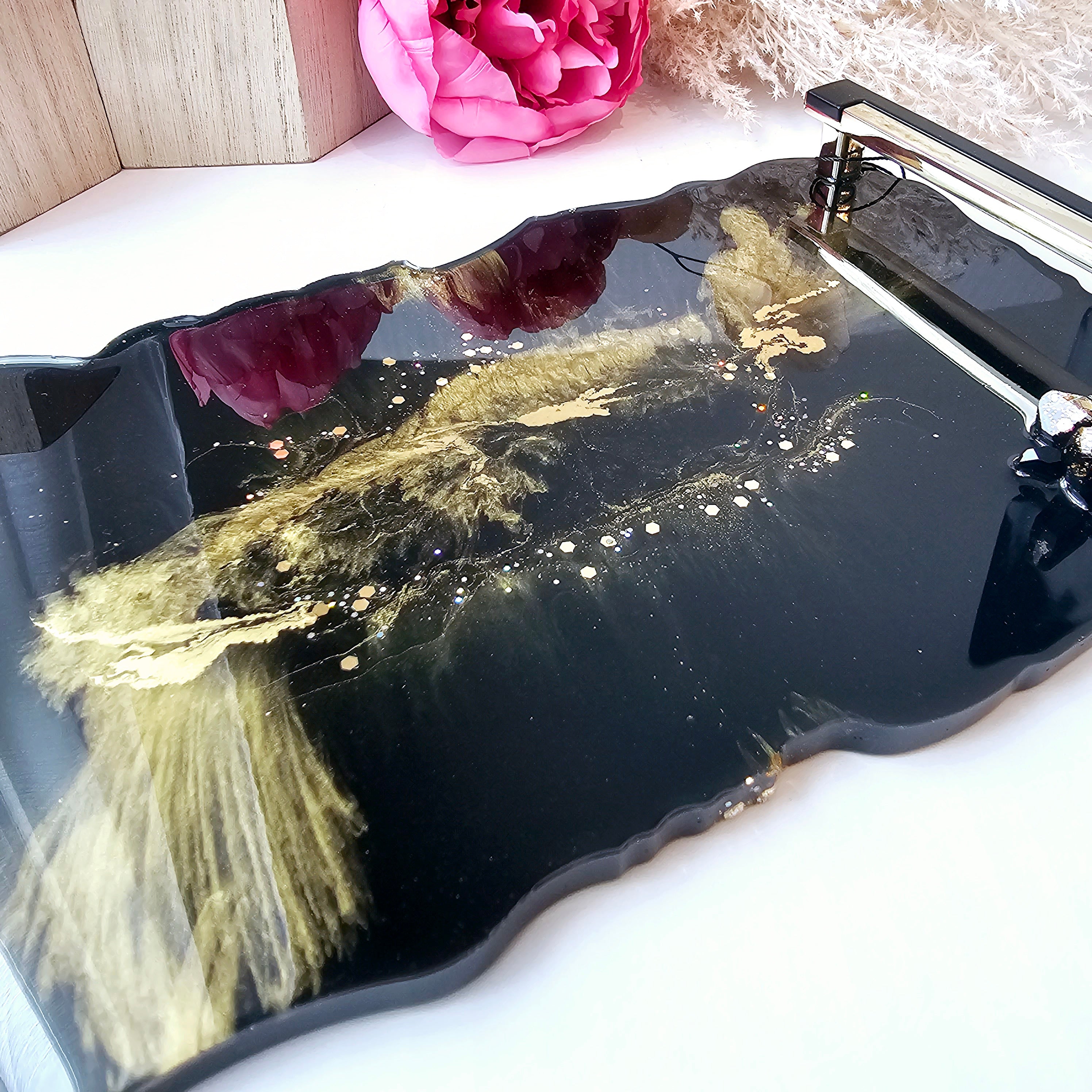 Black & Gold Resin Tray- 004