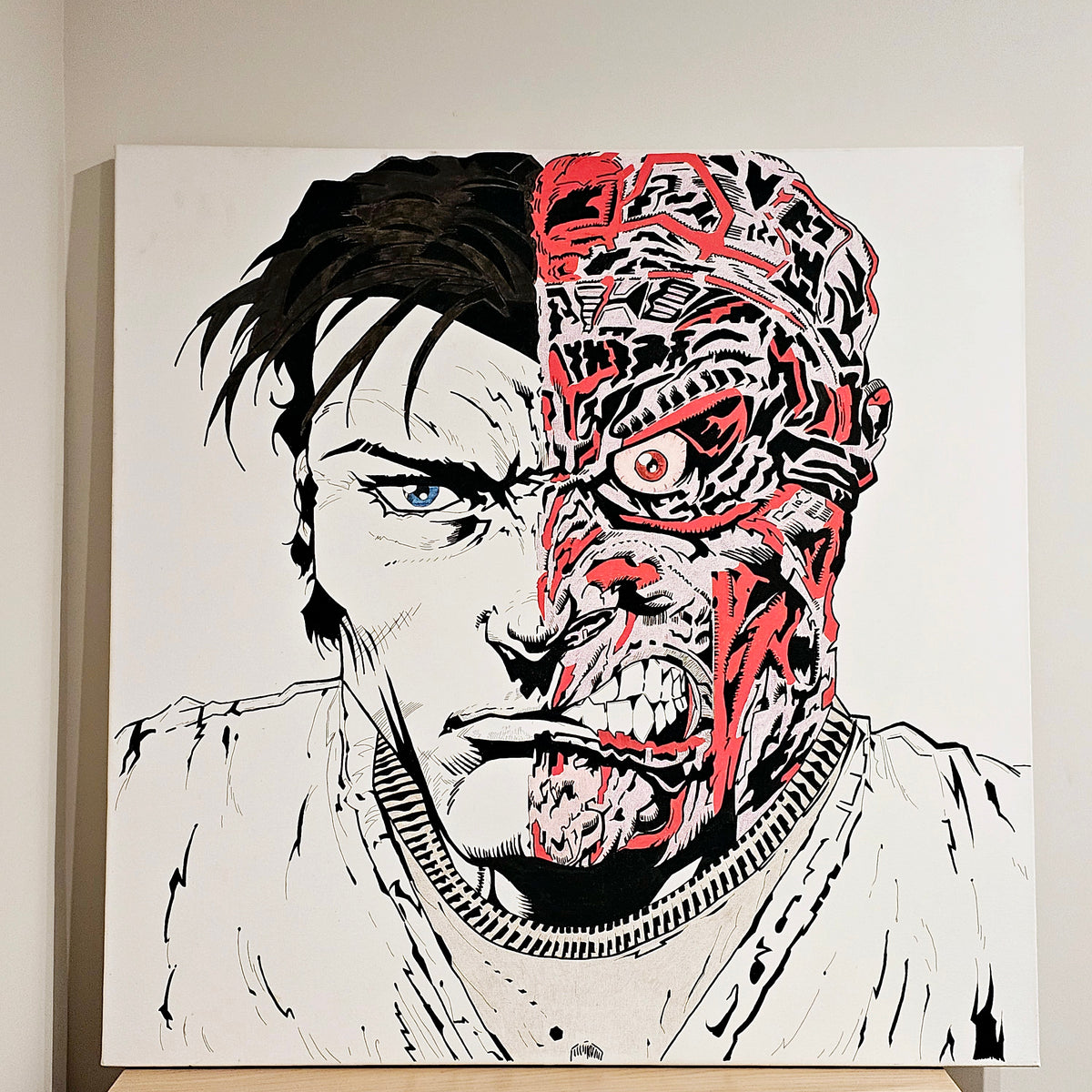 DC Two Face Hand-Drawn Artwork
