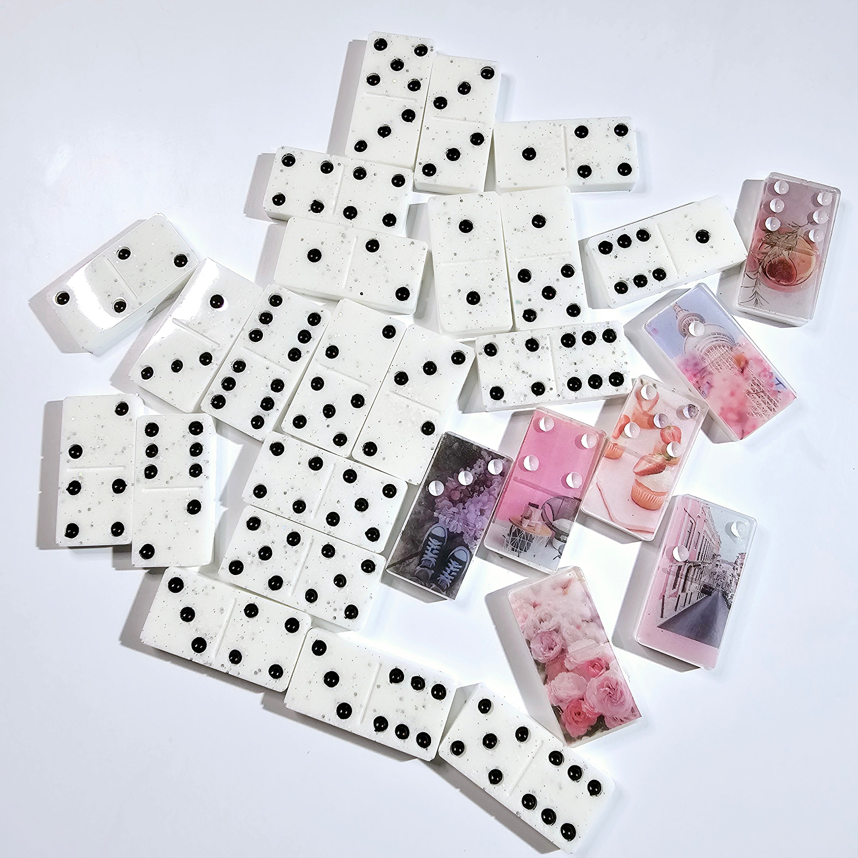 Domino Set - White Glitter Domino Set