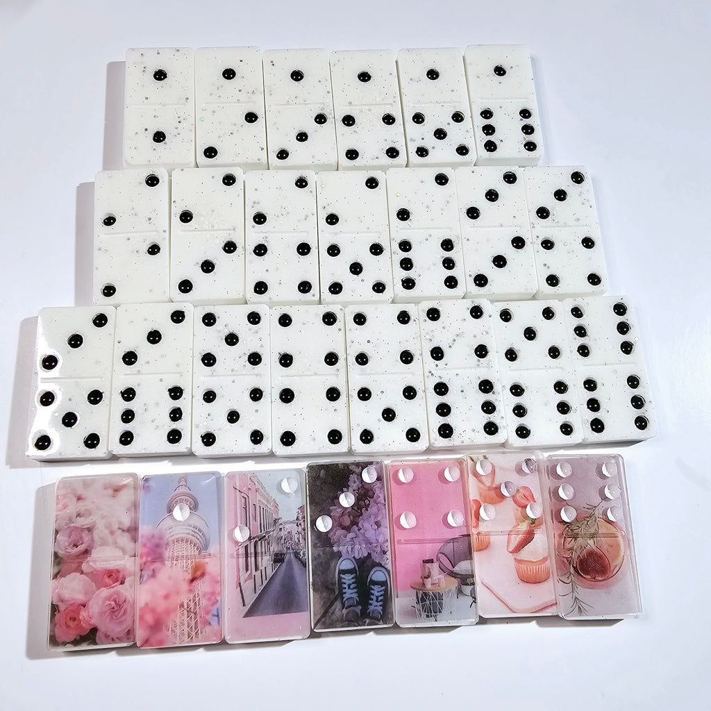 Domino Set - White Glitter Domino Set