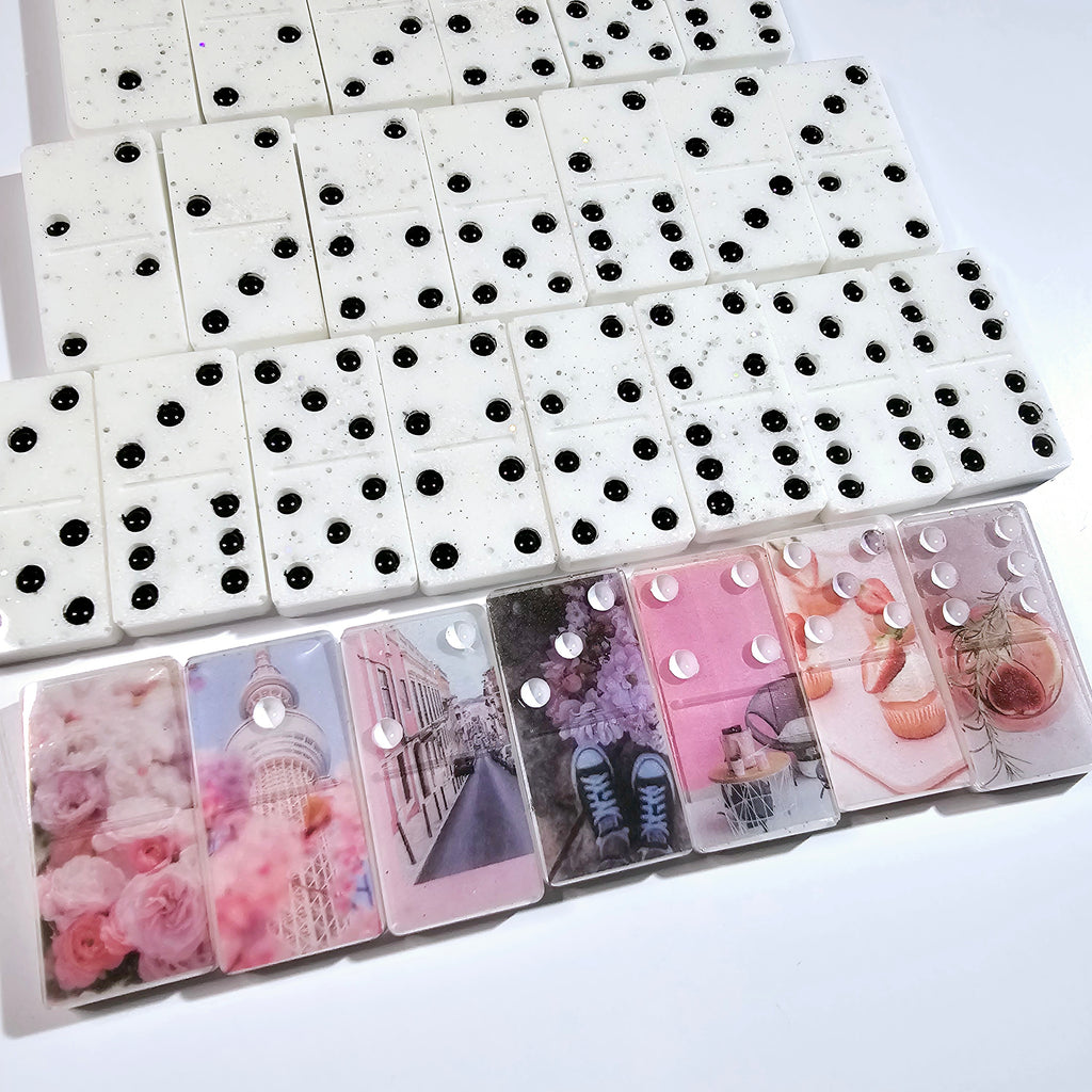 Domino Set - White Glitter Domino Set