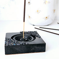 Black Iridescent Tourmaline Incense Holder