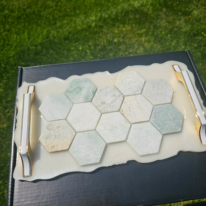 Mosaic Glam Tray - Foam Green