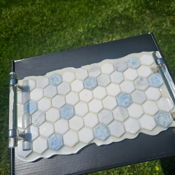 Mosaic Glam Tray - Light Blue