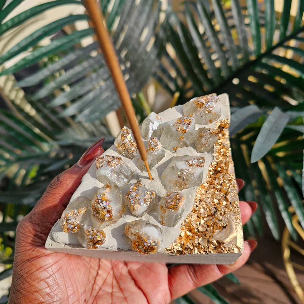 Cement Gemstone Incense Holder