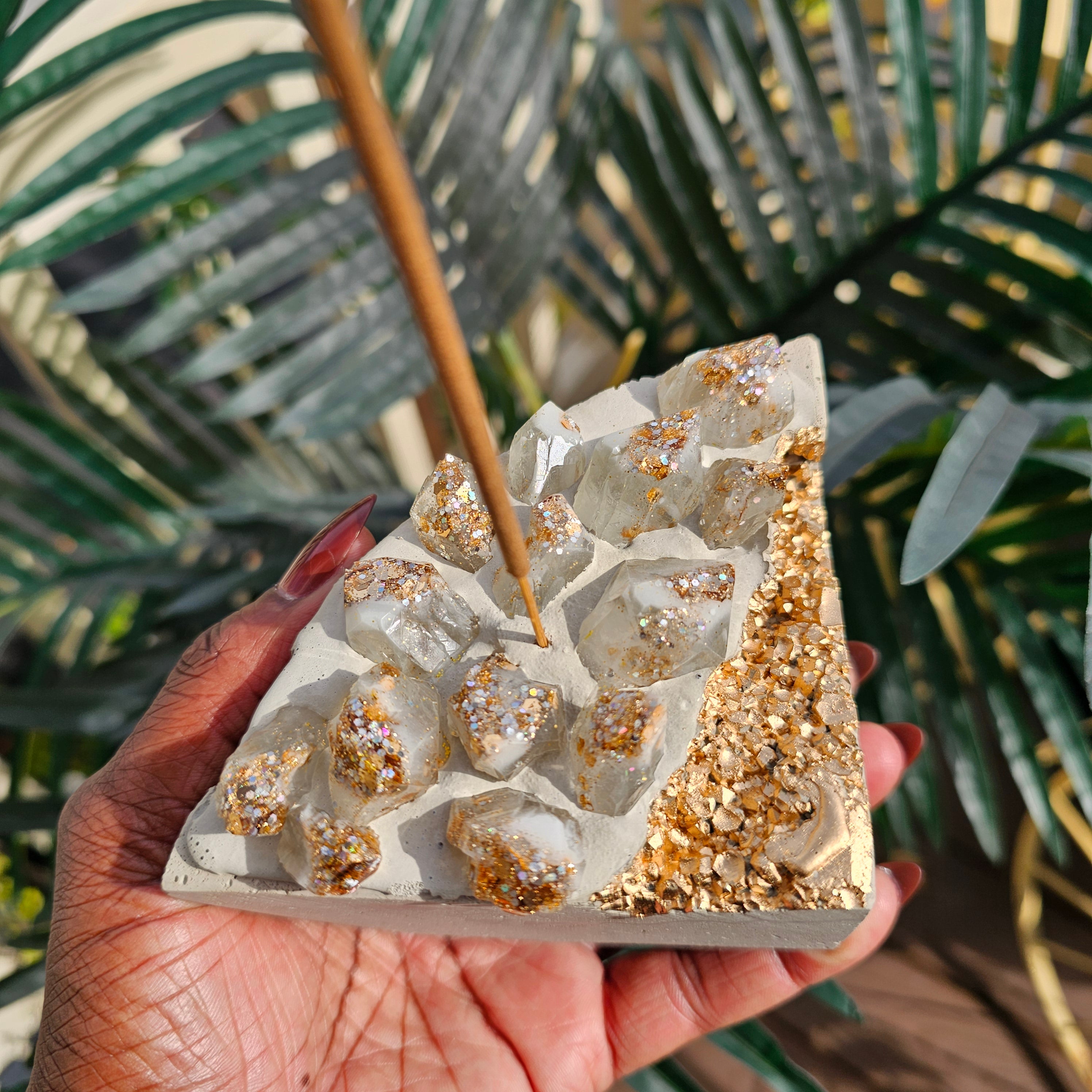 Cement Gemstone Incense Holder