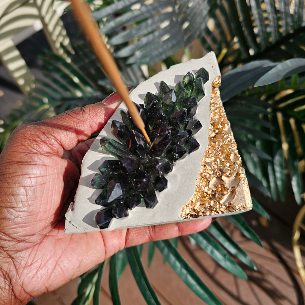 Cement Gemstone Incense Holder