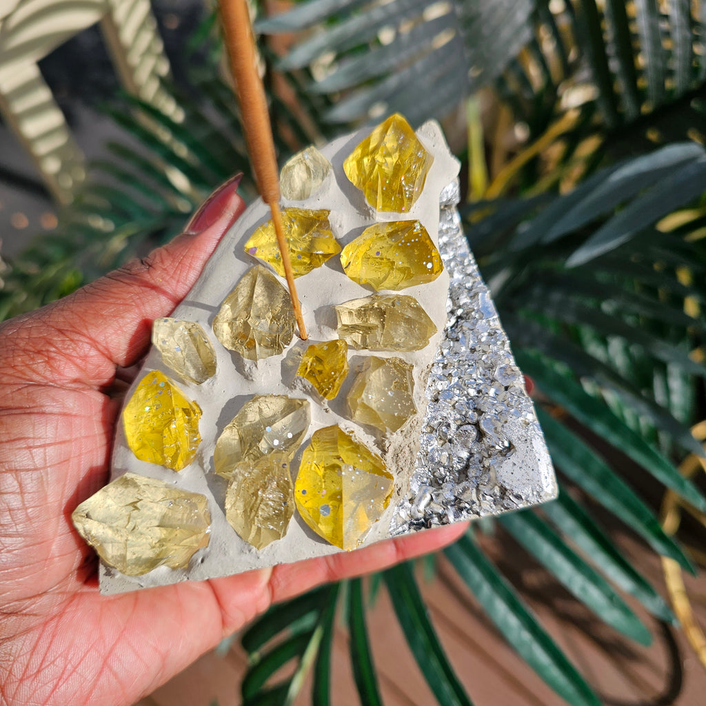Cement Gemstone Incense Holder