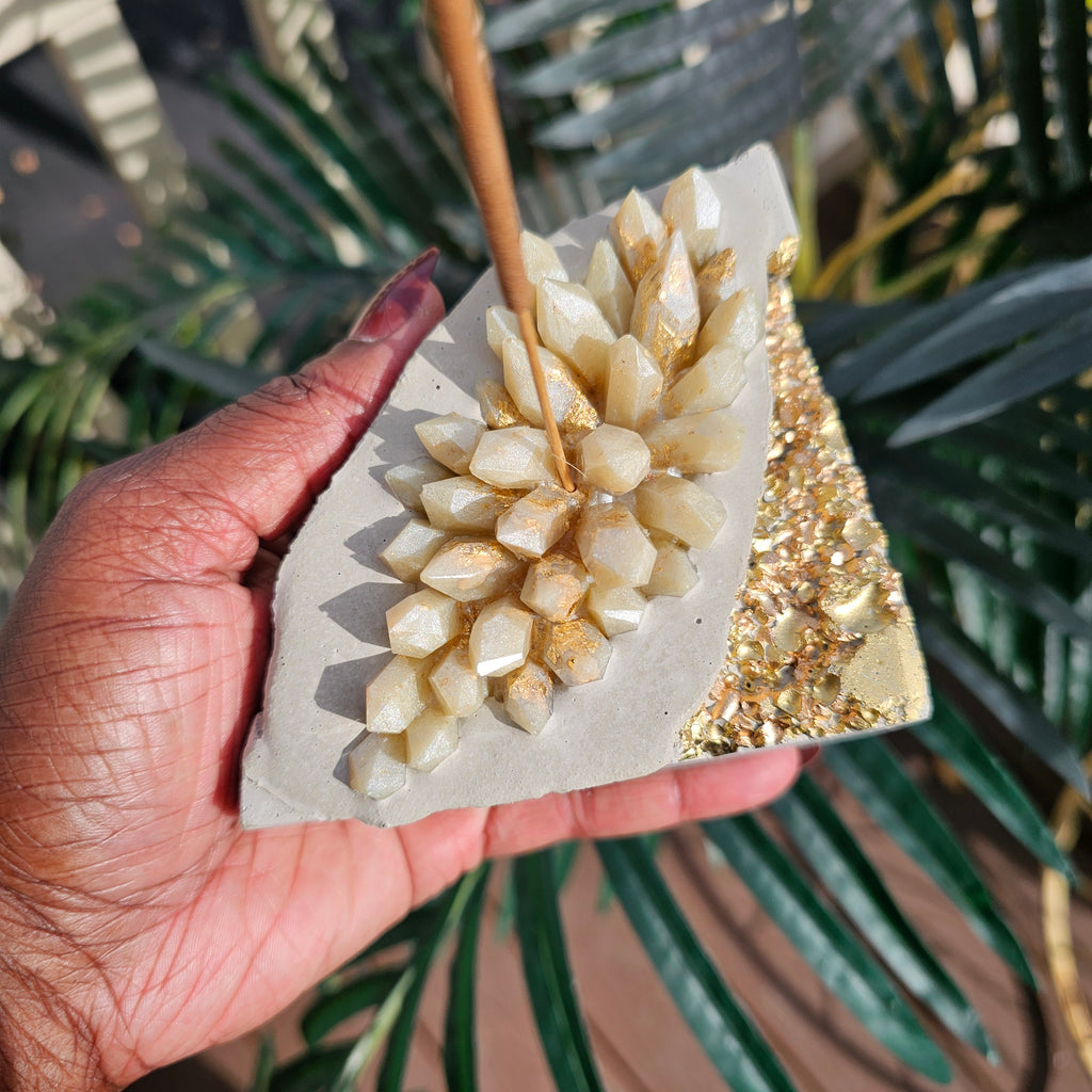 Cement Gemstone Incense Holder