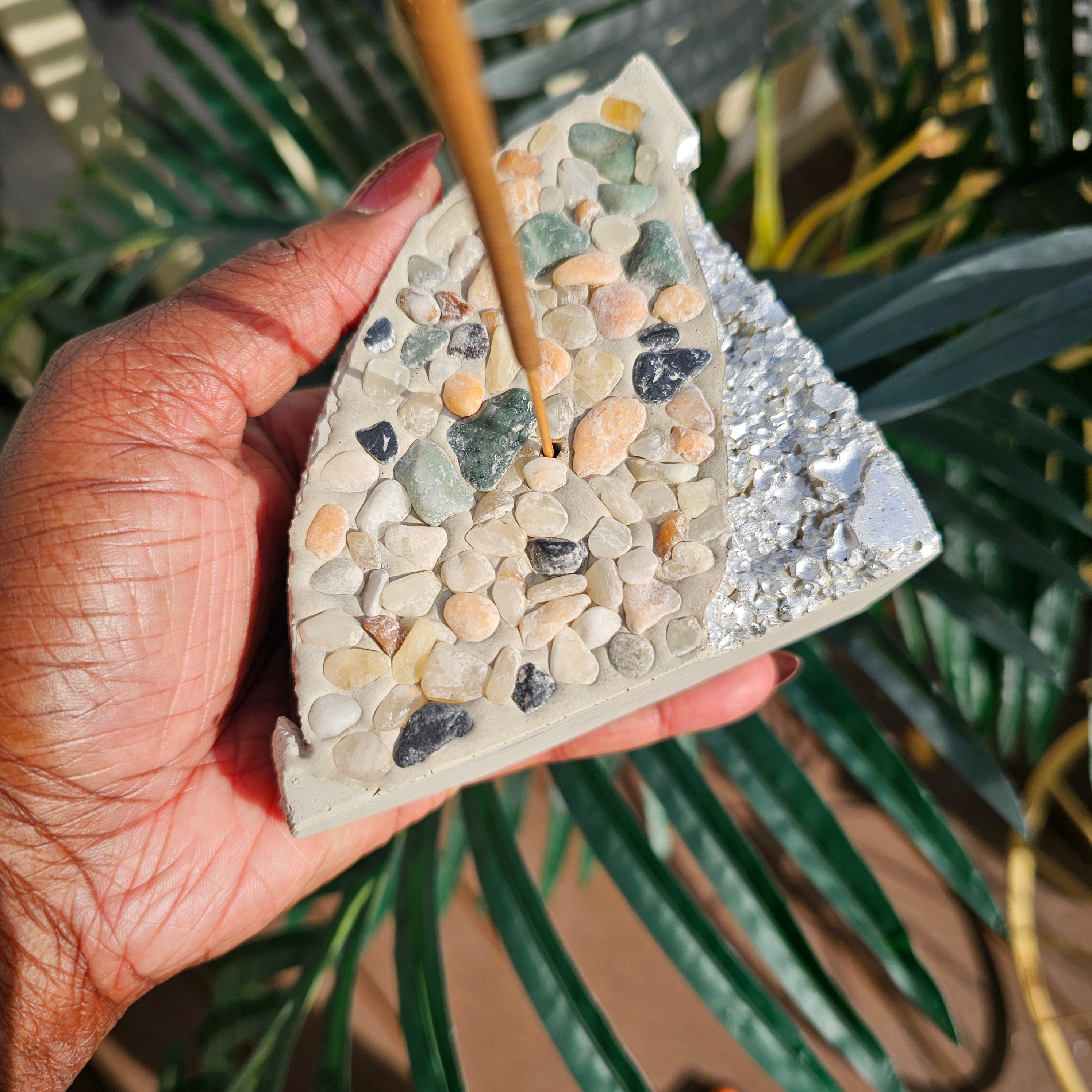 Cement Gemstone Incense Holder