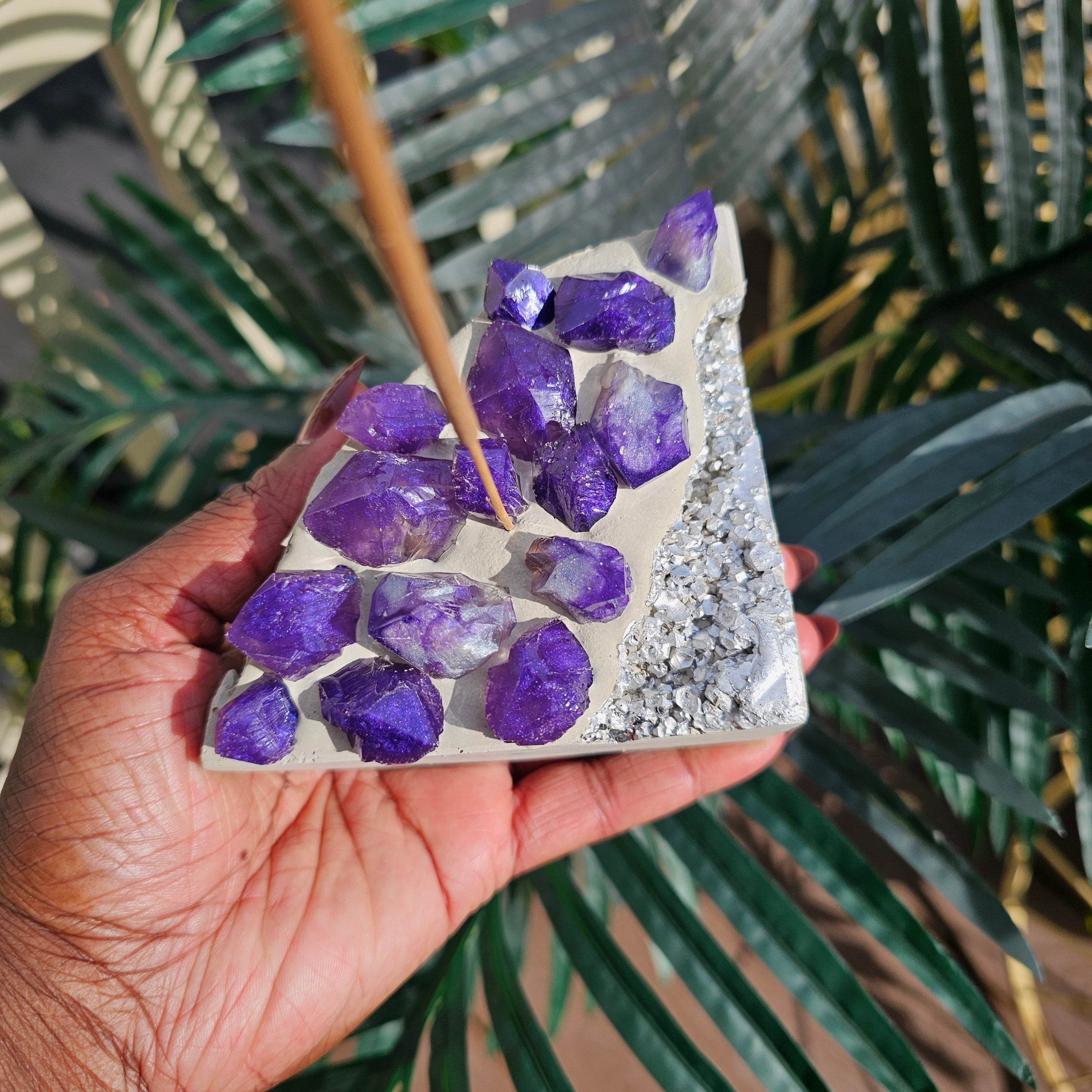 Cement Gemstone Incense Holder