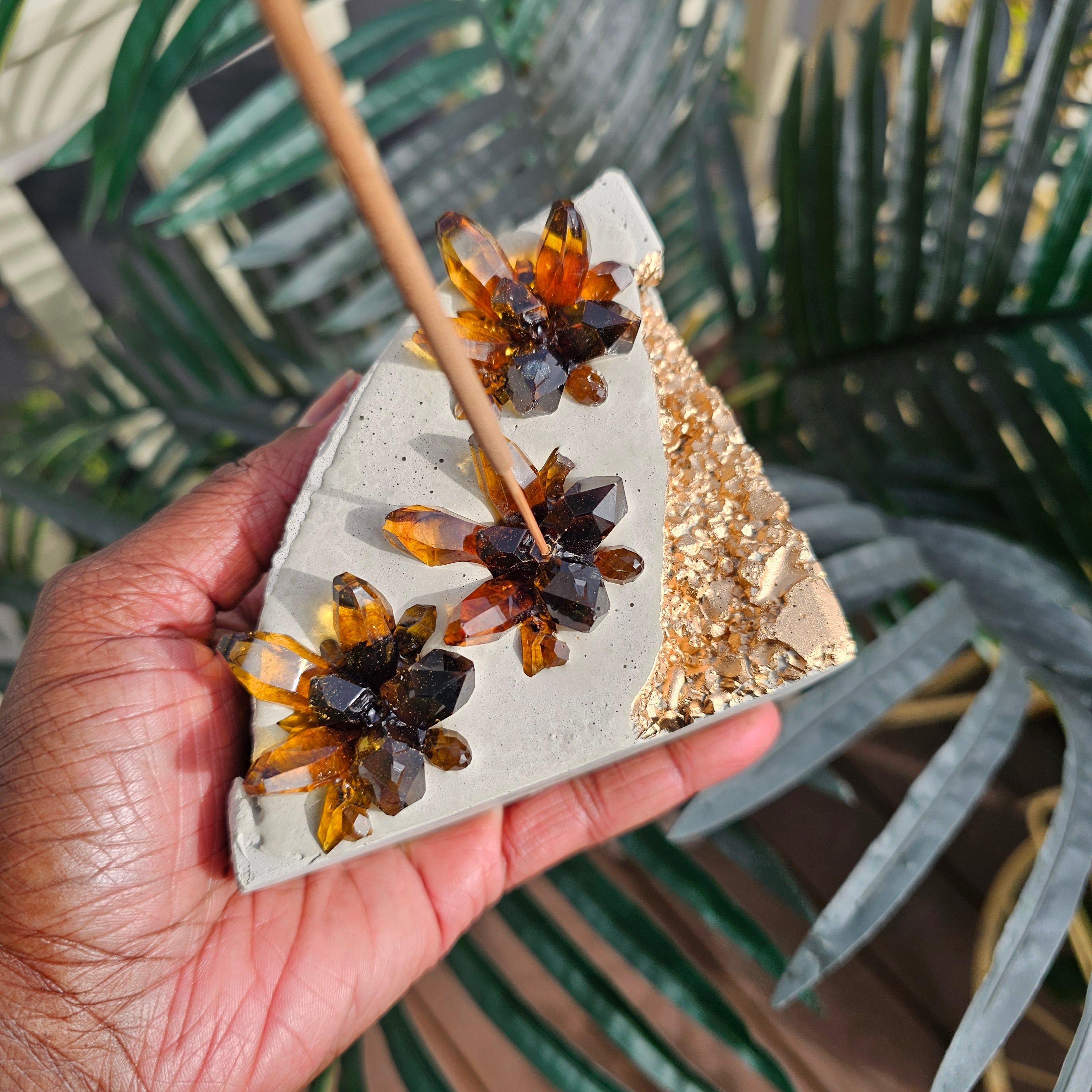 Cement Gemstone Incense Holder