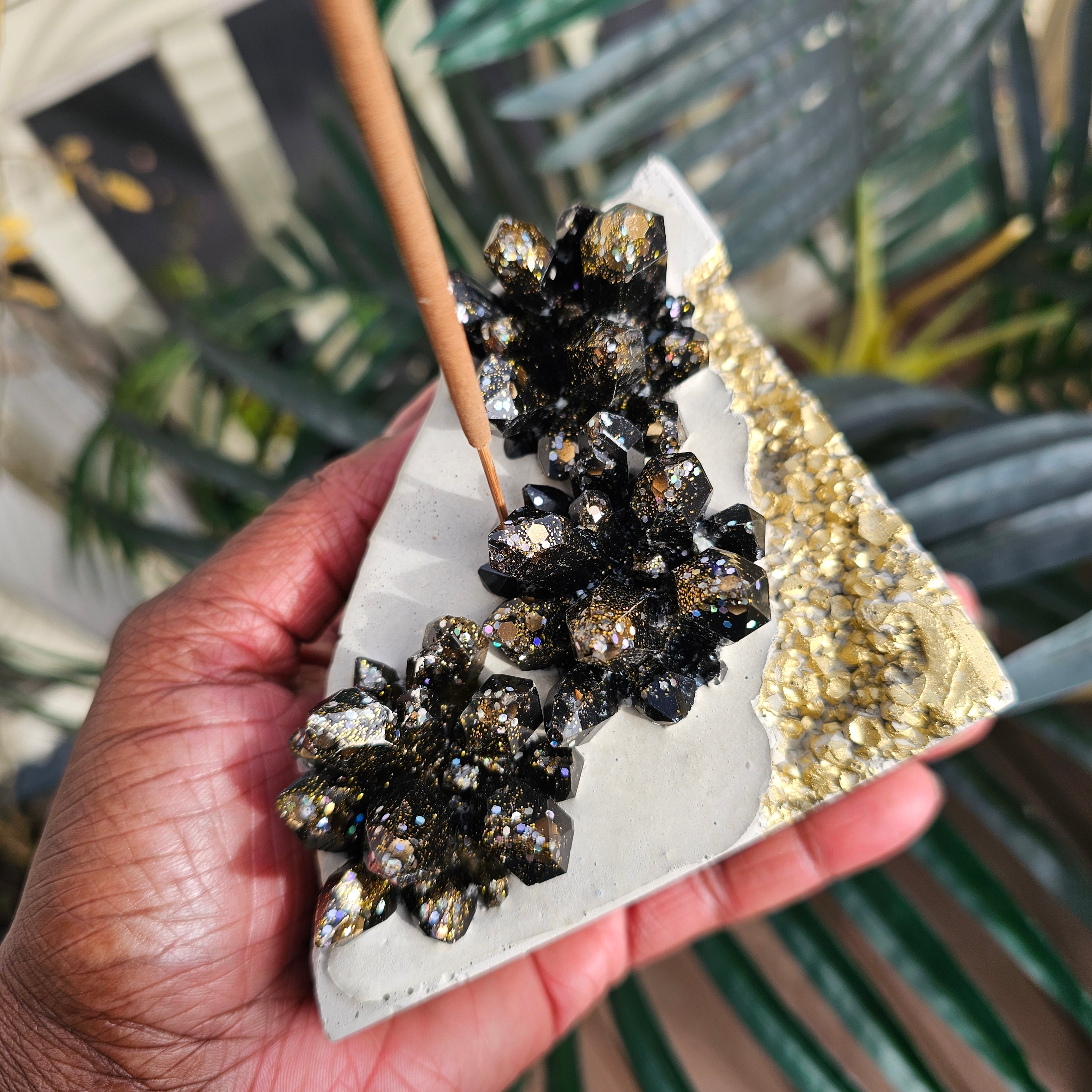 Cement Gemstone Incense Holder