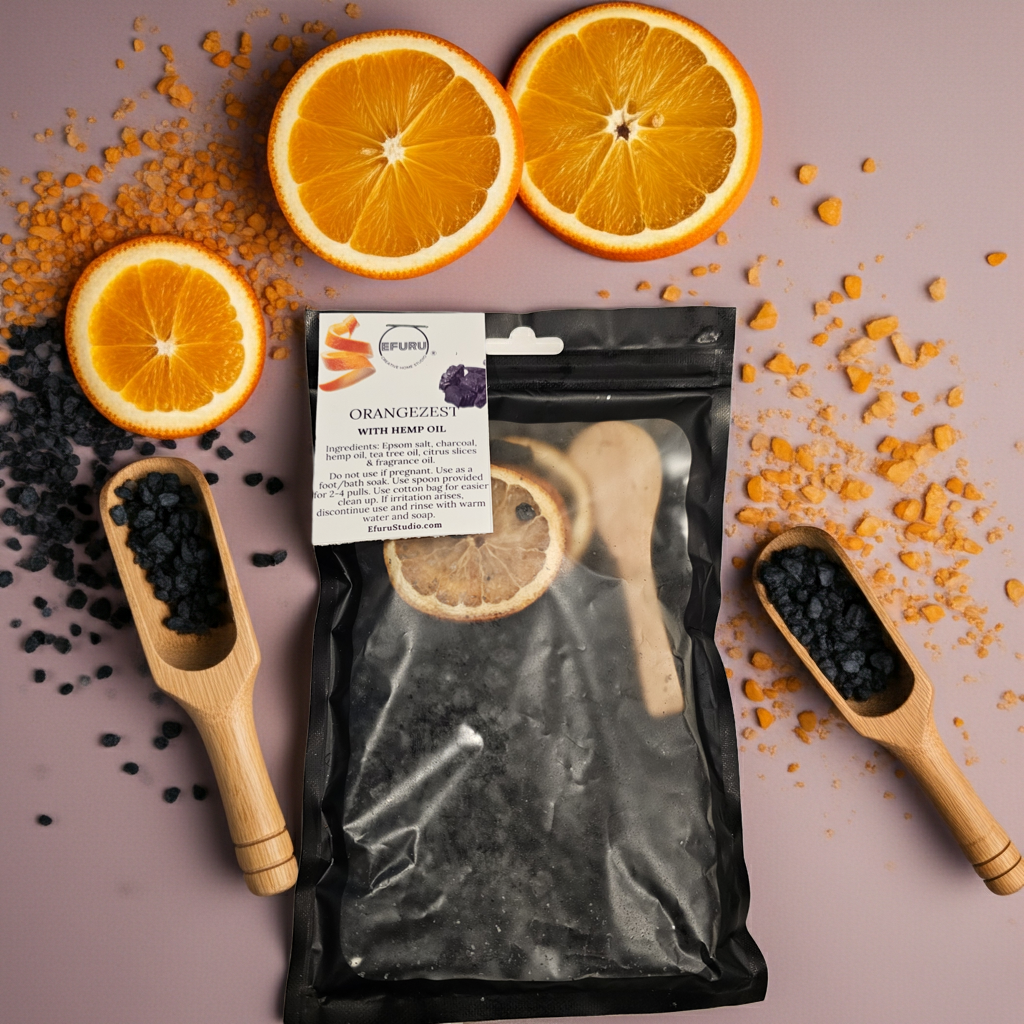 Orangezest with Hemp Oil- Bath Salt/Foot Soak 8oz