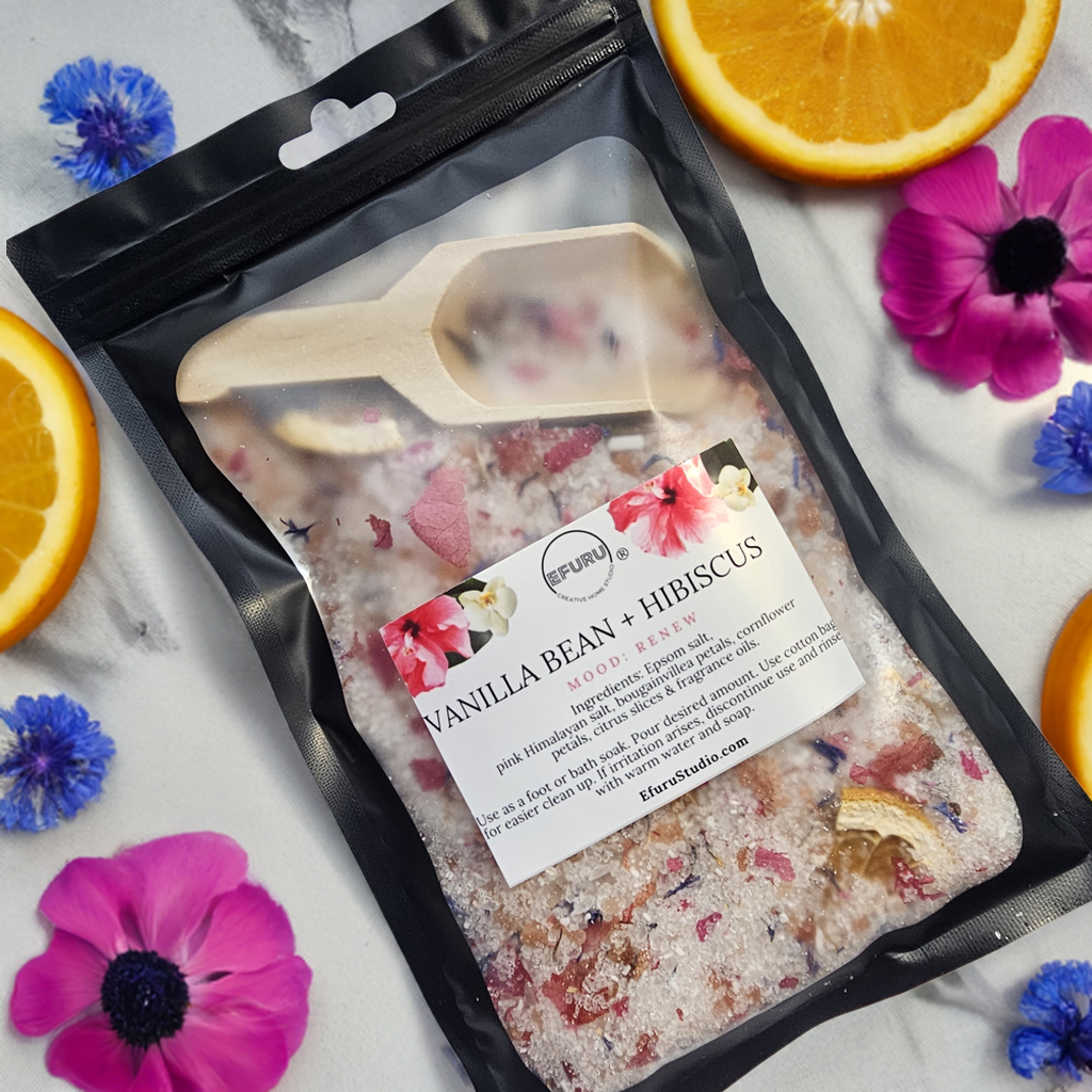 Vanilla Bean + Hibiscus - Bath Salt/Foot Soak 8oz