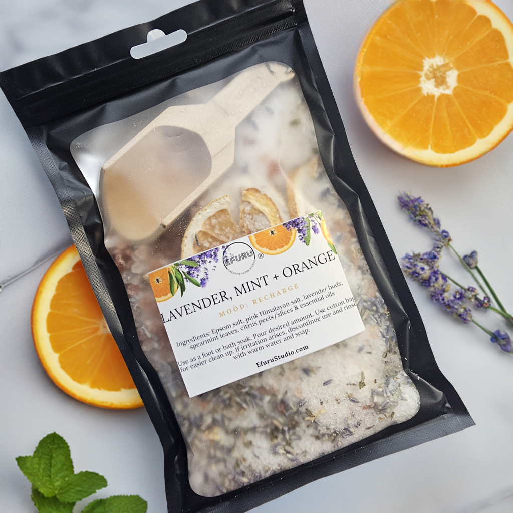 Lavender, Mint + Orange - Bath Salt/Foot Soak 8oz