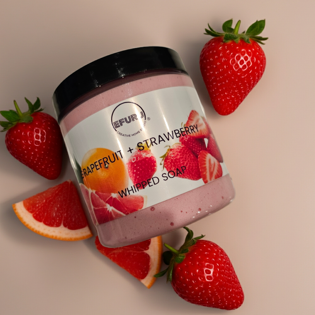 Grapefruit + Strawberry Whipped Soap 8oz