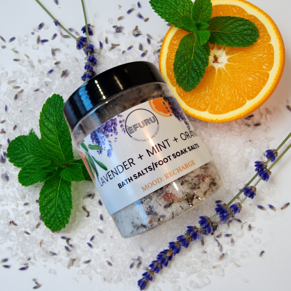 Lavender, Mint + Orange - Bath Salt/Foot Soak 8oz