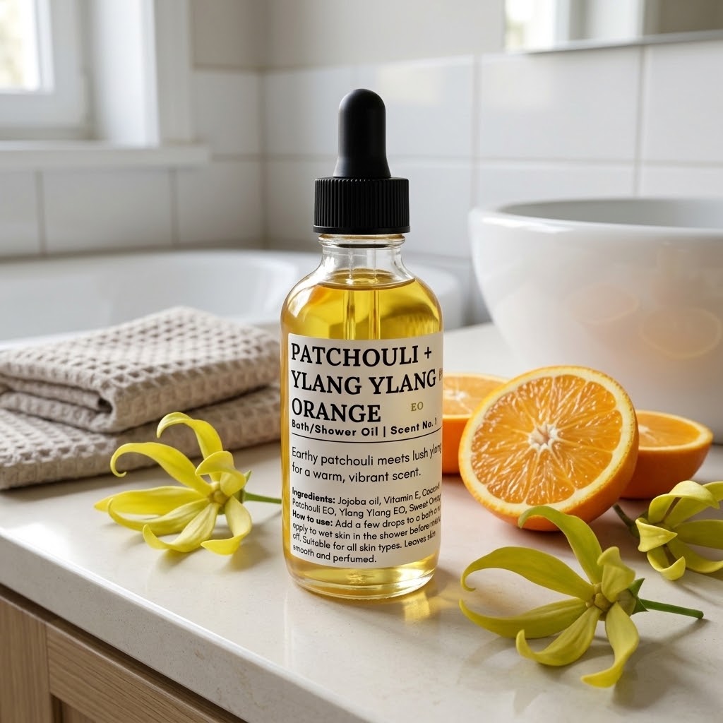 Patchouli + Ylang Ylang + Orange (EO) Bath Oil
