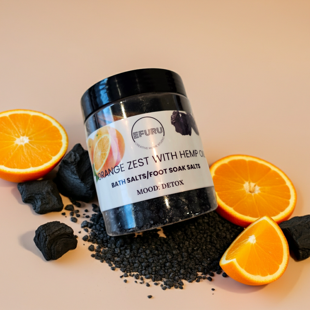 Orangezest with Hemp Oil- Bath Salt/Foot Soak 8oz